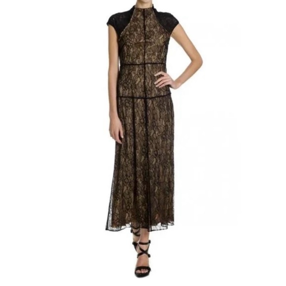 Shakuhachi Black and Tan Lace Maxi Dress - Picture 1 of 5